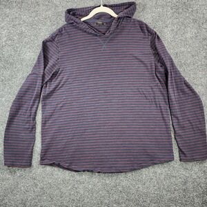 Vince Men Y2K Minimalist Grunge Coastal Striped Skate Hoodie Pullover Size XL